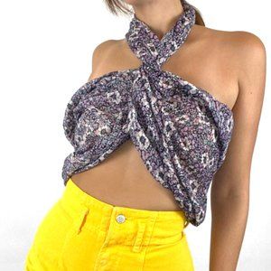 Vintage Purple Floral Infinity Scarf Top Boho
